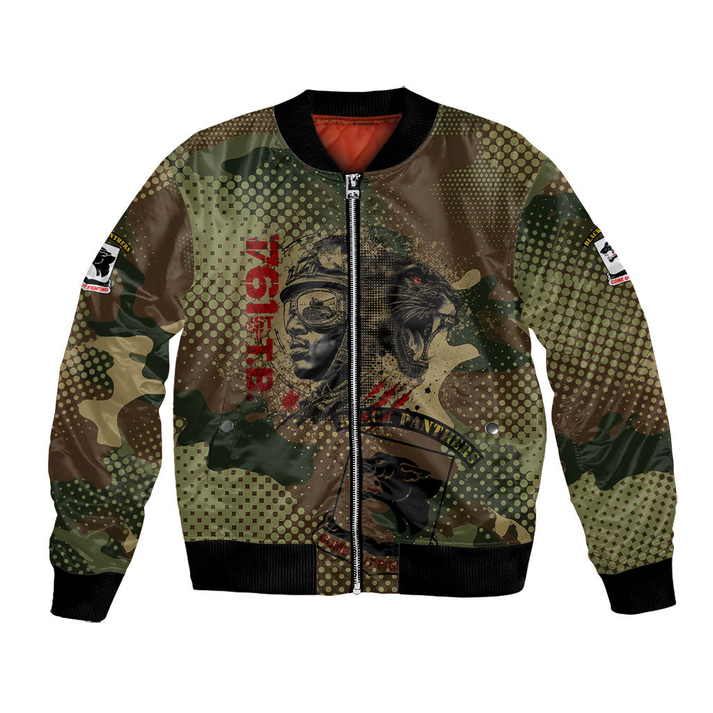 761st Tank Battalion Black Panthers Bomber Jacket Come Out Fighting Military - Camouflage Halftone