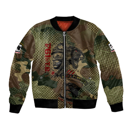 761st Tank Battalion Black Panthers Bomber Jacket Come Out Fighting Military - Camouflage Halftone