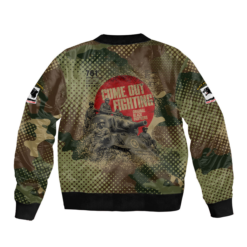 761st Tank Battalion Black Panthers Bomber Jacket Come Out Fighting Military - Camouflage Halftone