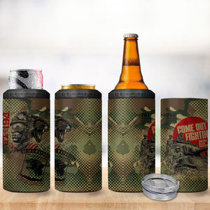 761st Tank Battalion Black Panthers 4 in 1 Can Cooler Tumbler Come Out Fighting Military - Camouflage Halftone
