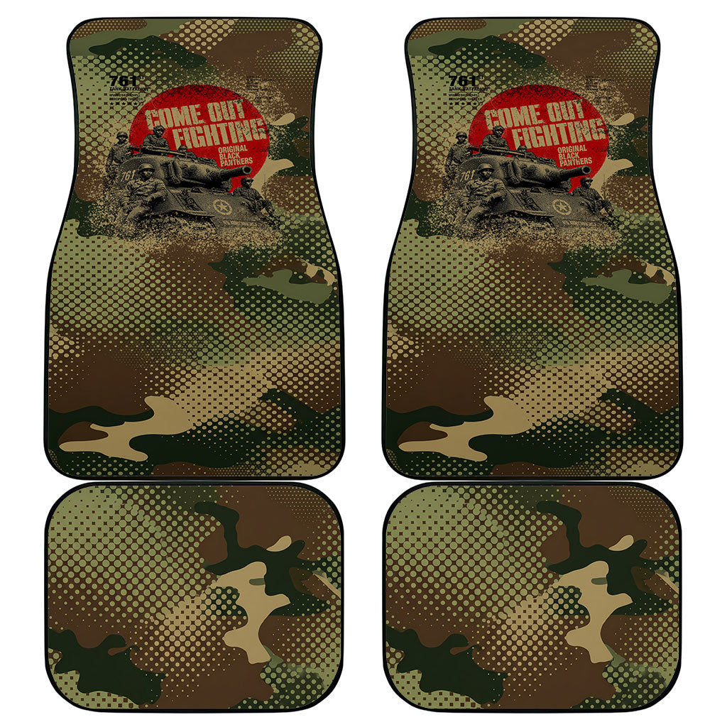 761st Tank Battalion Black Panthers Car Mats Come Out Fighting Military - Camouflage Halftone