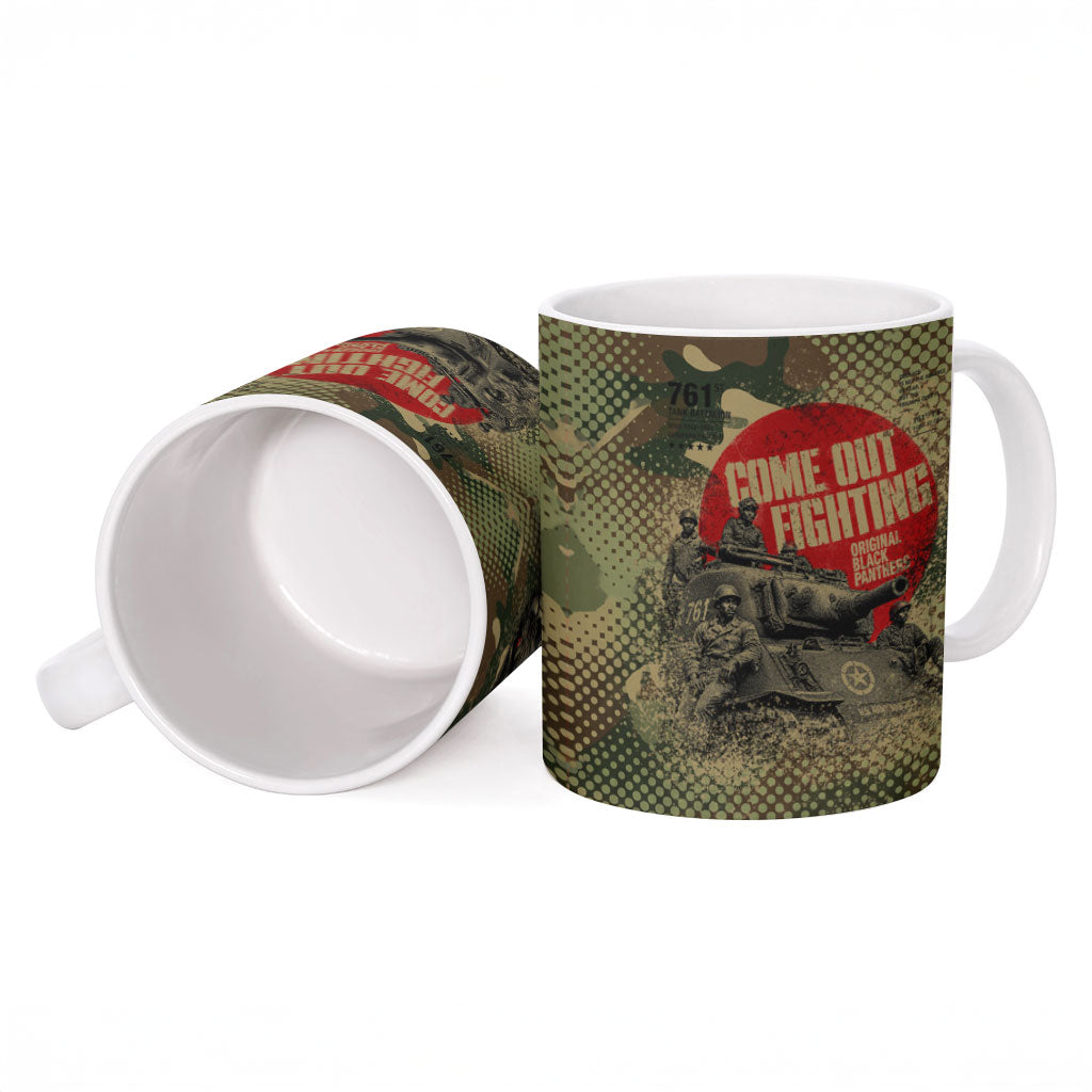 761st Tank Battalion Black Panthers Ceramic Mug Come Out Fighting Military - Camouflage Halftone