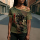761st Tank Battalion Black Panthers Cross Shoulder Shirt Come Out Fighting Military - Camouflage Halftone
