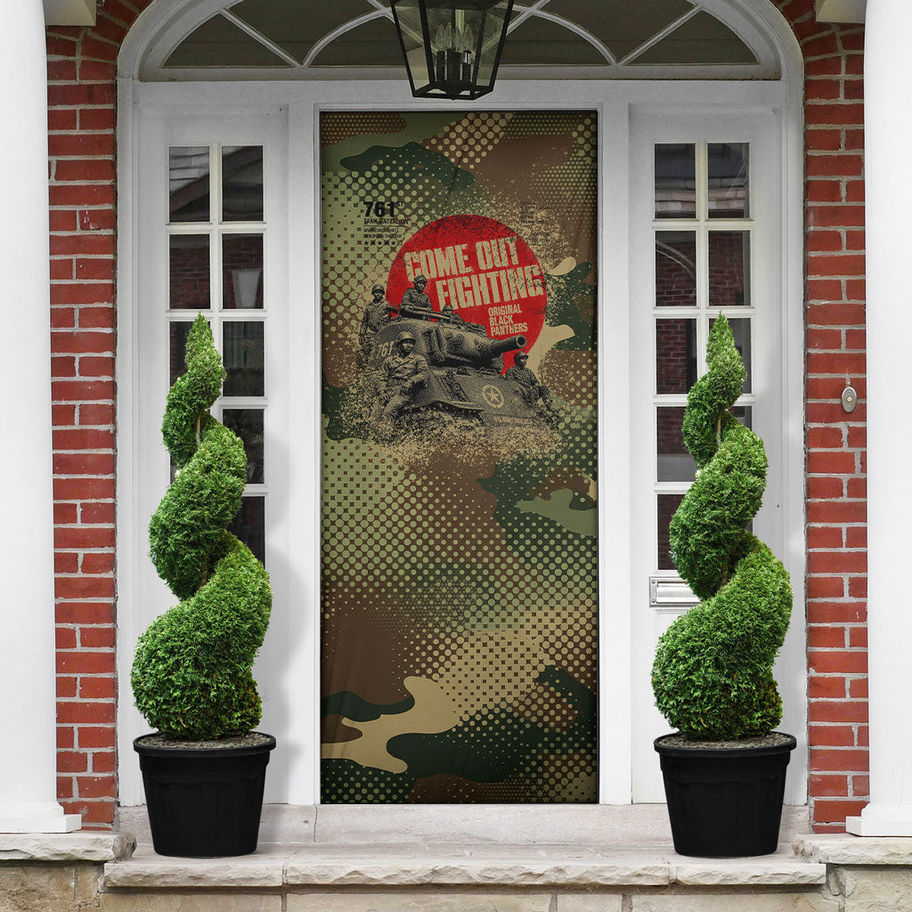 761st Tank Battalion Black Panthers Door Cover Come Out Fighting Military - Camouflage Halftone