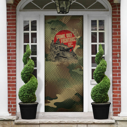 761st Tank Battalion Black Panthers Door Cover Come Out Fighting Military - Camouflage Halftone