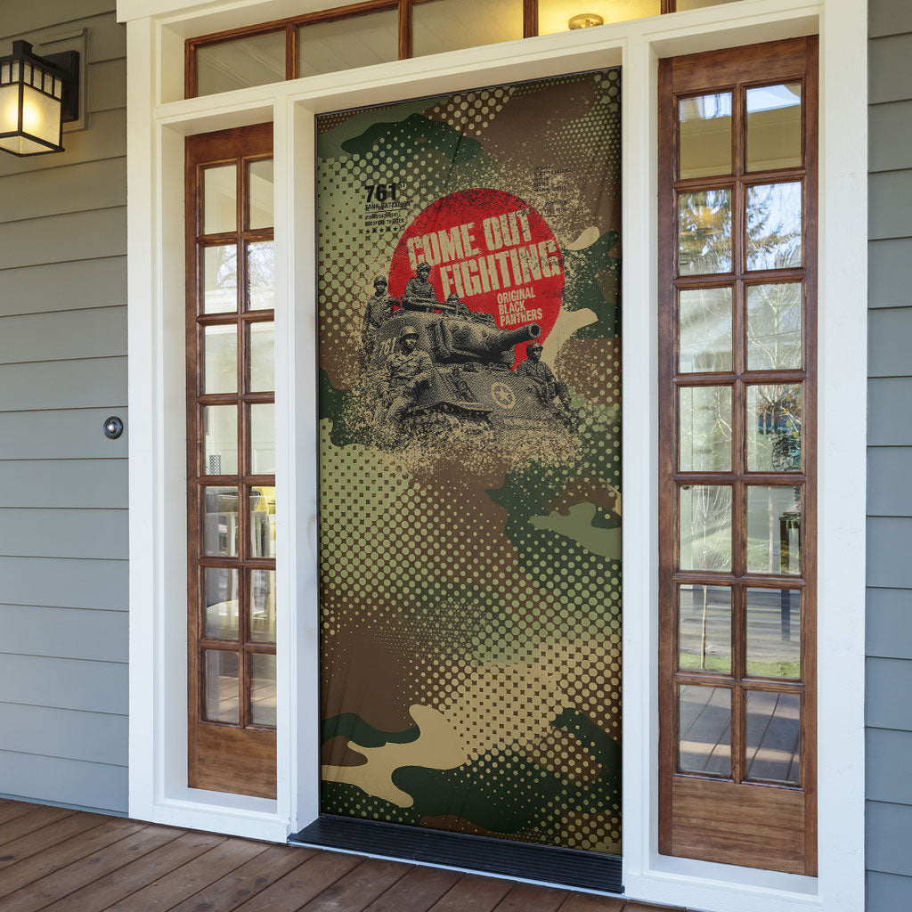 761st Tank Battalion Black Panthers Door Cover Come Out Fighting Military - Camouflage Halftone
