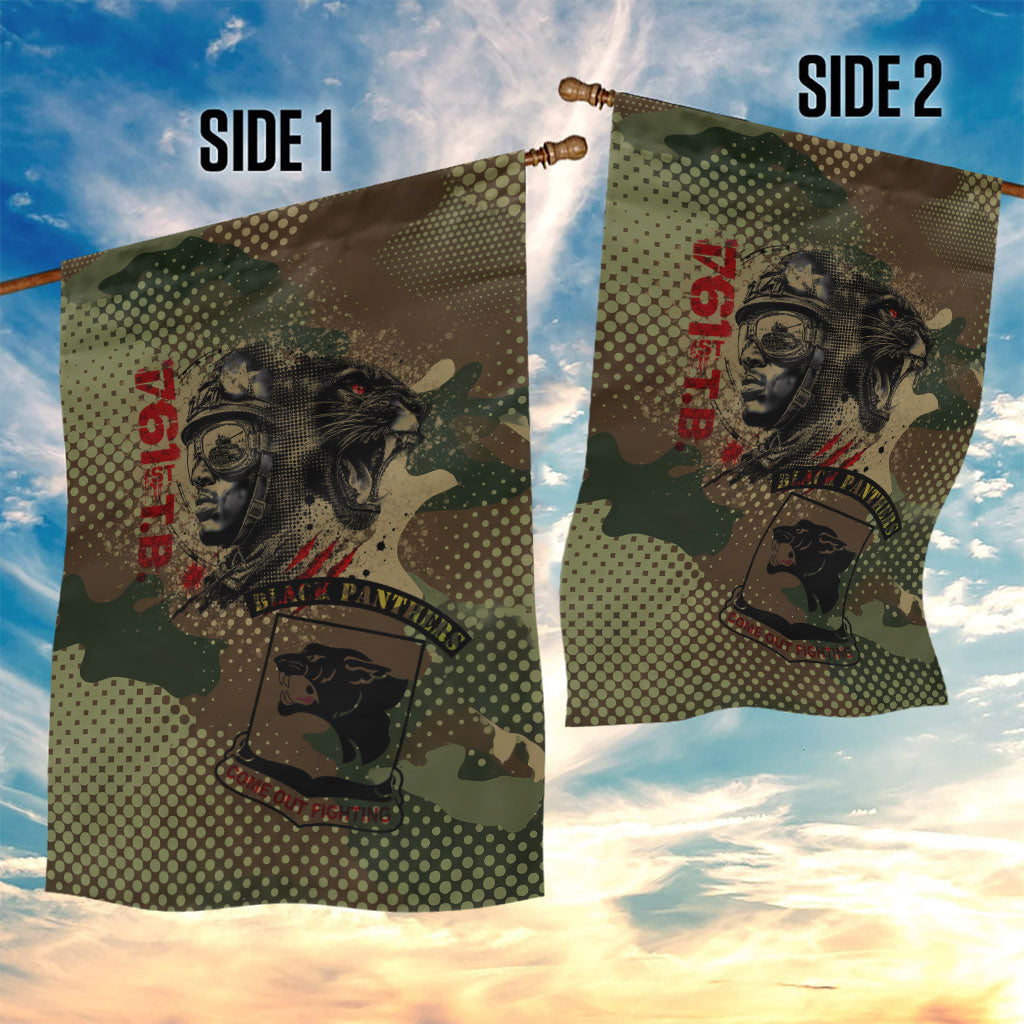 761st Tank Battalion Black Panthers Garden Flag Come Out Fighting Military - Camouflage Halftone
