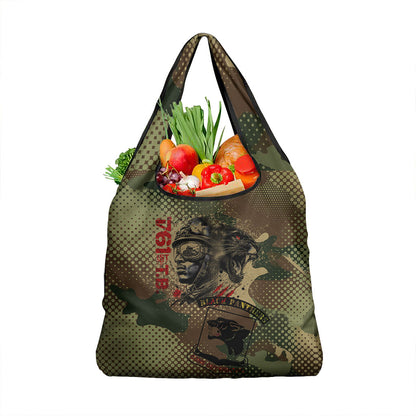 761st Tank Battalion Black Panthers Grocery Bag Come Out Fighting Military - Camouflage Halftone