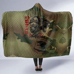 761st Tank Battalion Black Panthers Hooded Blanket Come Out Fighting Military - Camouflage Halftone