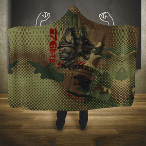 761st Tank Battalion Black Panthers Hooded Blanket Come Out Fighting Military - Camouflage Halftone