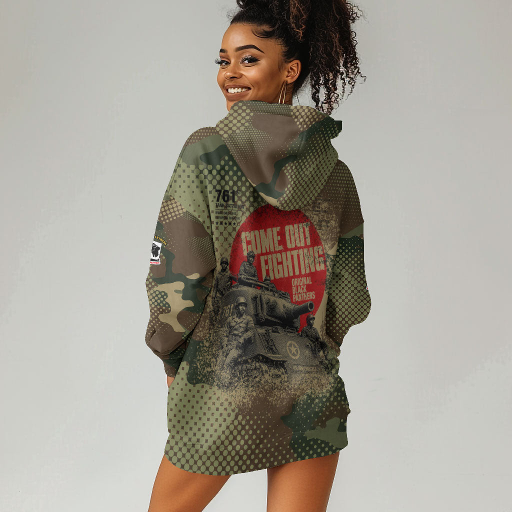 761st Tank Battalion Black Panthers Hoodie Dress Come Out Fighting Military - Camouflage Halftone