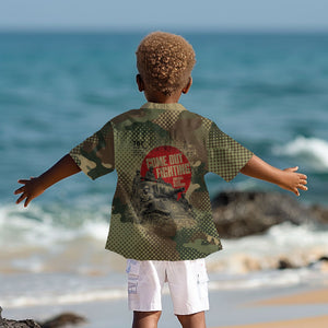 761st Tank Battalion Black Panthers Kid Hawaiian Shirt Come Out Fighting Military - Camouflage Halftone