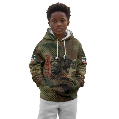 761st Tank Battalion Black Panthers Kid Hoodie Come Out Fighting Military - Camouflage Halftone