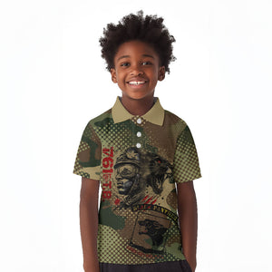 761st Tank Battalion Black Panthers Kid Polo Shirt Come Out Fighting Military - Camouflage Halftone