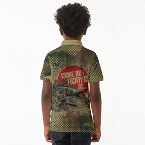 761st Tank Battalion Black Panthers Kid Polo Shirt Come Out Fighting Military - Camouflage Halftone