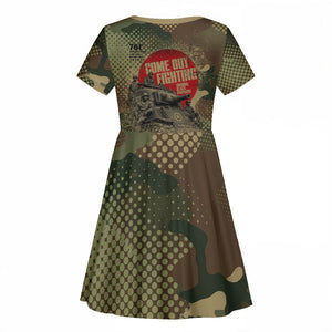 761st Tank Battalion Black Panthers Kid Short Sleeve Dress Come Out Fighting Military - Camouflage Halftone