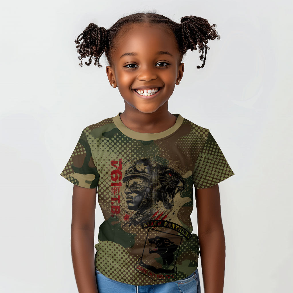 761st Tank Battalion Black Panthers Kid T shirt Come Out Fighting Military - Camouflage Halftone