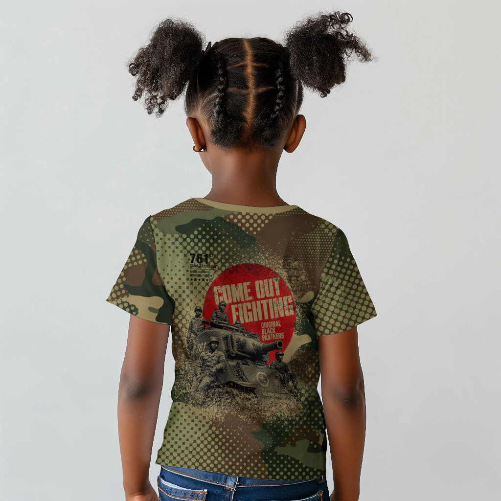 761st Tank Battalion Black Panthers Kid T shirt Come Out Fighting Military - Camouflage Halftone