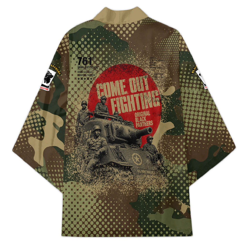 761st Tank Battalion Black Panthers Kimono Come Out Fighting Military - Camouflage Halftone