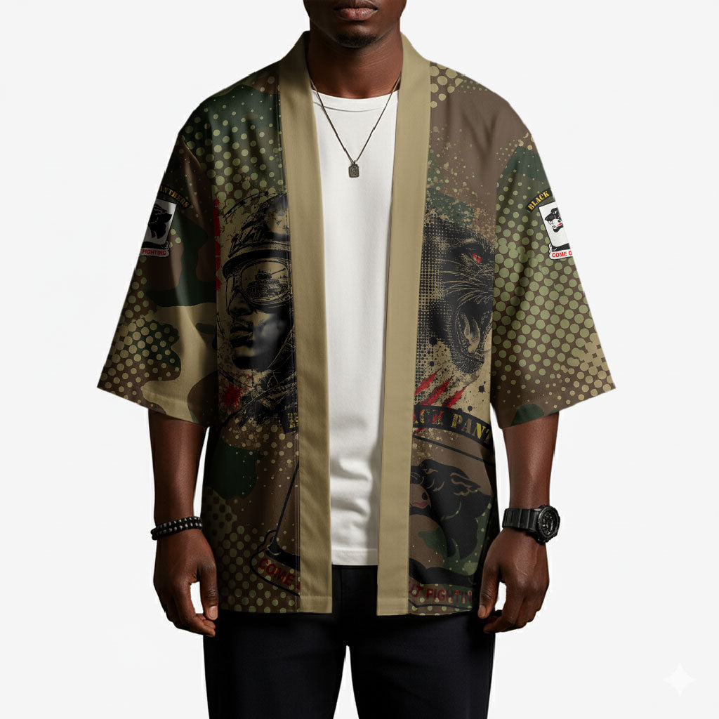 761st Tank Battalion Black Panthers Kimono Come Out Fighting Military - Camouflage Halftone