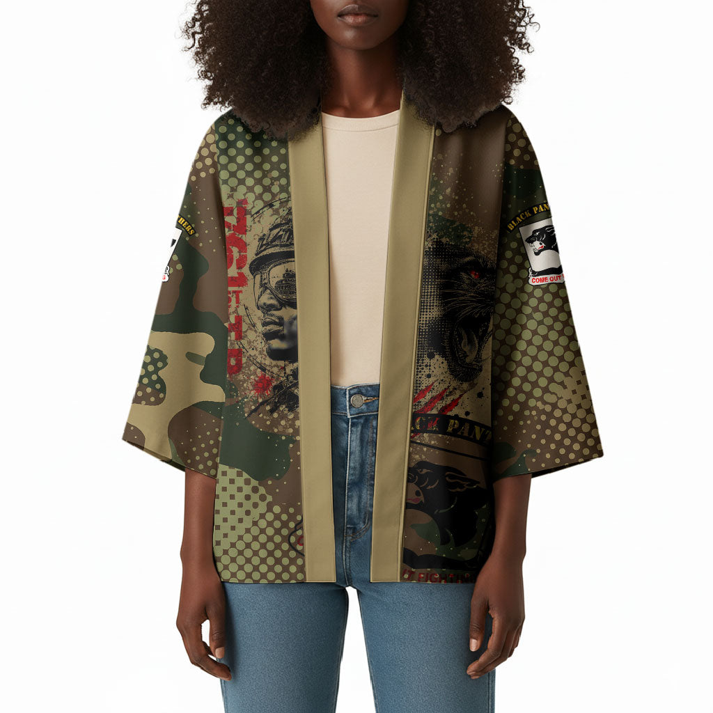 761st Tank Battalion Black Panthers Kimono Come Out Fighting Military - Camouflage Halftone