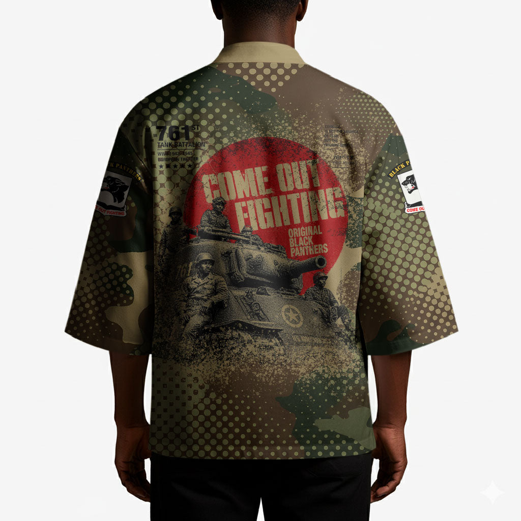 761st Tank Battalion Black Panthers Kimono Come Out Fighting Military - Camouflage Halftone
