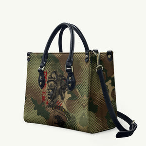 761st Tank Battalion Black Panthers Leather Bag Come Out Fighting Military - Camouflage Halftone
