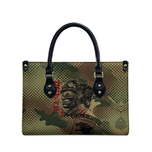 761st Tank Battalion Black Panthers Leather Bag Come Out Fighting Military - Camouflage Halftone