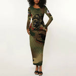 761st Tank Battalion Black Panthers Long Sleeve Bodycon Dress Come Out Fighting Military - Camouflage Halftone
