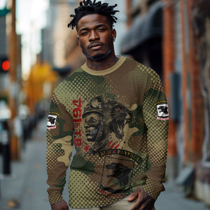 761st Tank Battalion Black Panthers Long Sleeve Shirt Come Out Fighting Military - Camouflage Halftone