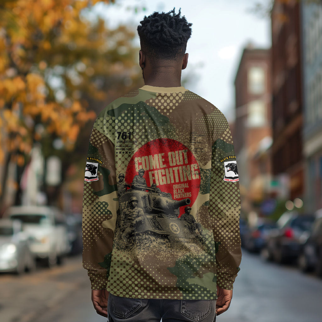 761st Tank Battalion Black Panthers Long Sleeve Shirt Come Out Fighting Military - Camouflage Halftone