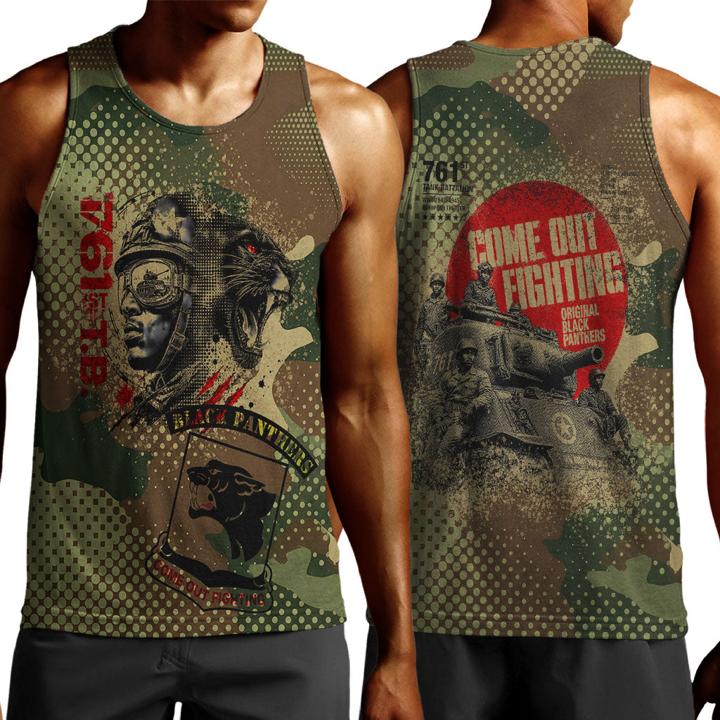 761st Tank Battalion Black Panthers Men Tank Top Come Out Fighting Military - Camouflage Halftone