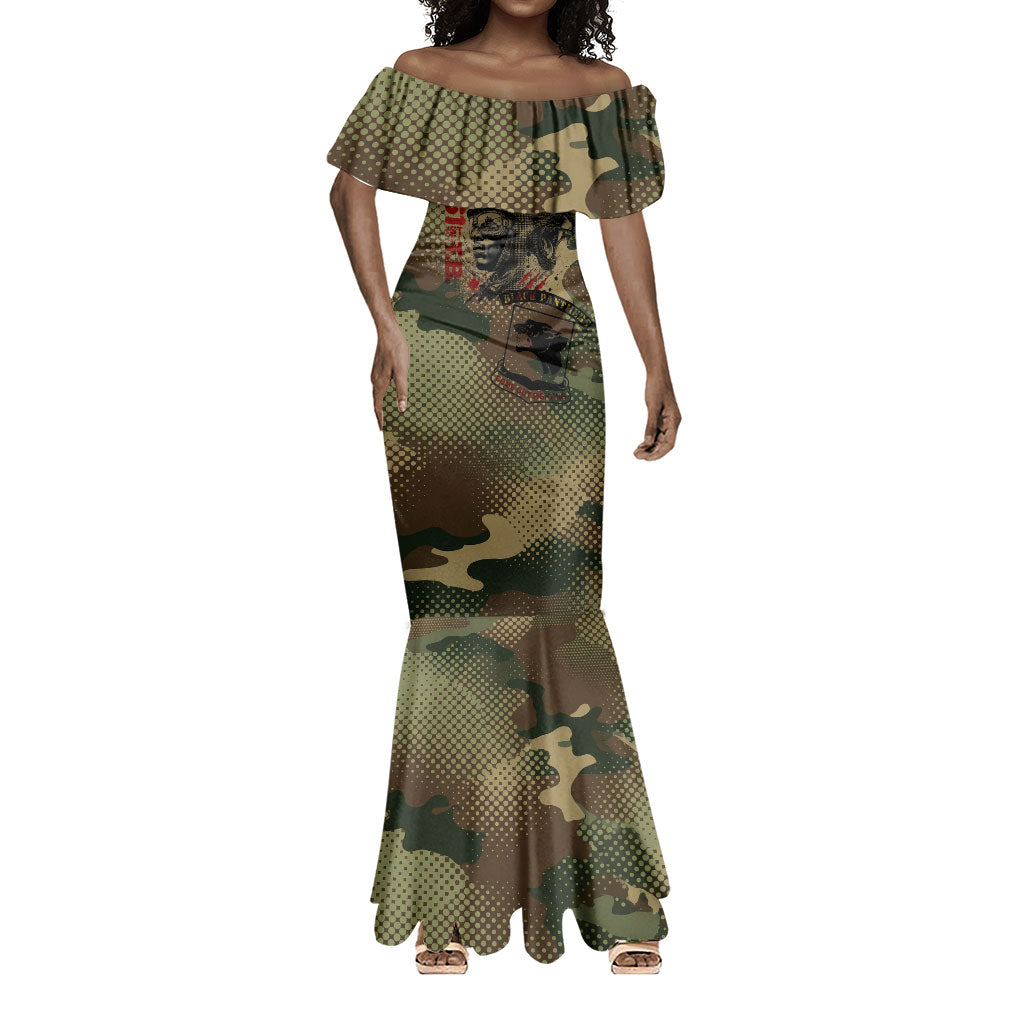 761st Tank Battalion Black Panthers Mermaid Dress Come Out Fighting Military - Camouflage Halftone