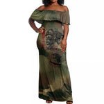 761st Tank Battalion Black Panthers Off Shoulder Maxi Dress Come Out Fighting Military - Camouflage Halftone