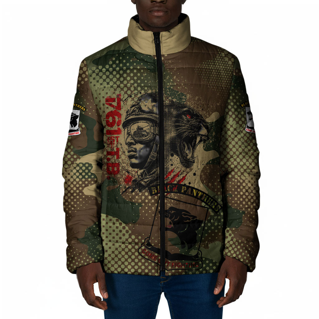 761st Tank Battalion Black Panthers Padded Jacket Come Out Fighting Military - Camouflage Halftone