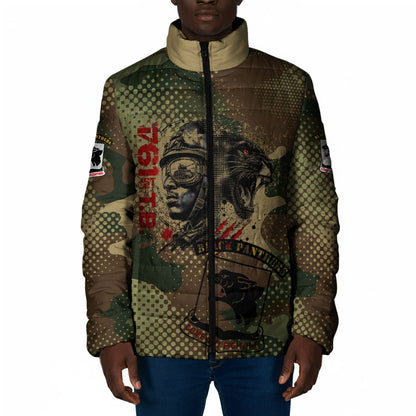 761st Tank Battalion Black Panthers Padded Jacket Come Out Fighting Military - Camouflage Halftone
