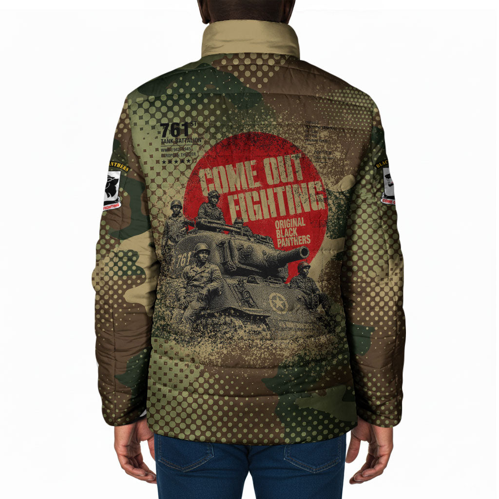 761st Tank Battalion Black Panthers Padded Jacket Come Out Fighting Military - Camouflage Halftone