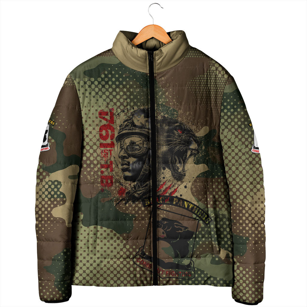761st Tank Battalion Black Panthers Padded Jacket Come Out Fighting Military - Camouflage Halftone
