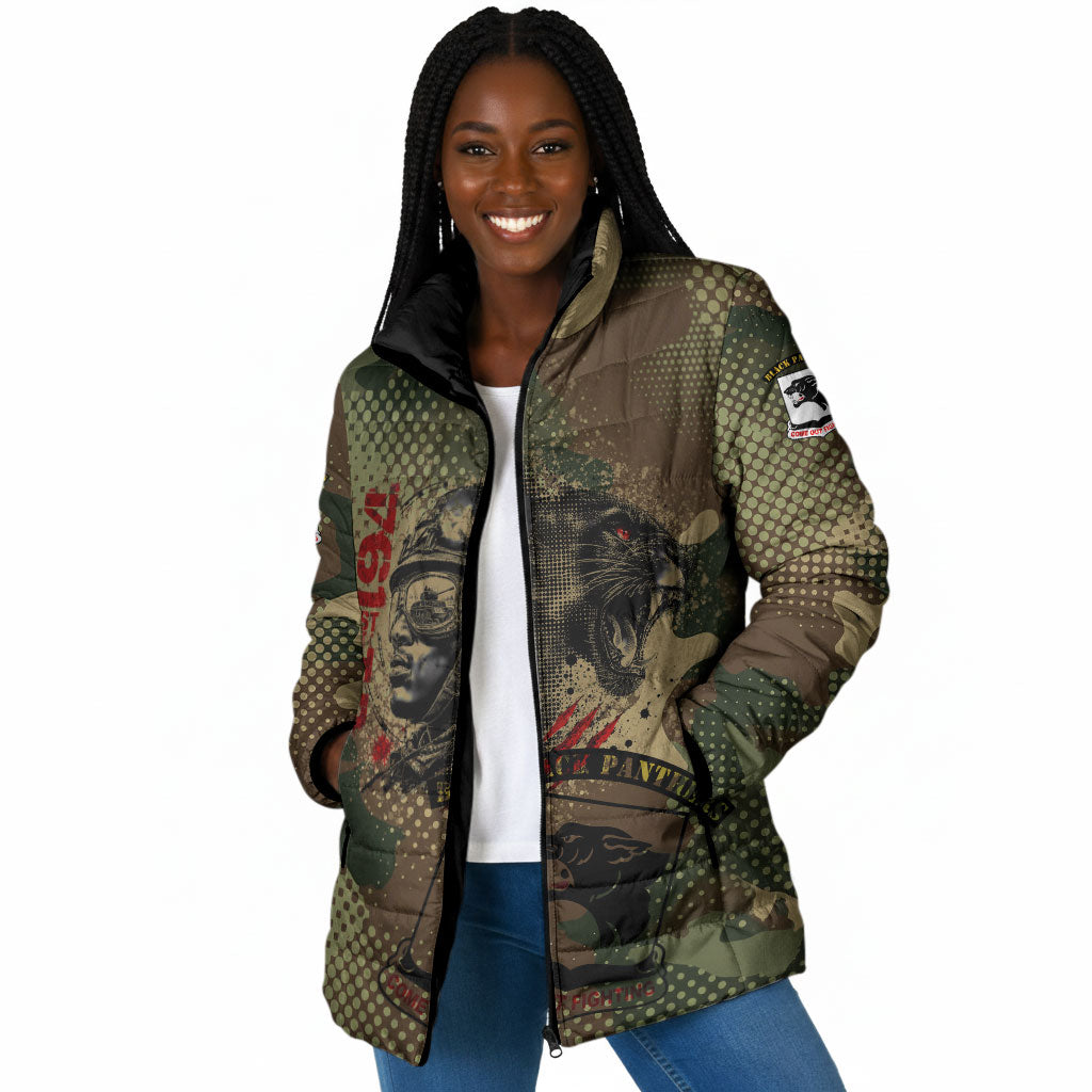 761st Tank Battalion Black Panthers Padded Jacket Come Out Fighting Military - Camouflage Halftone