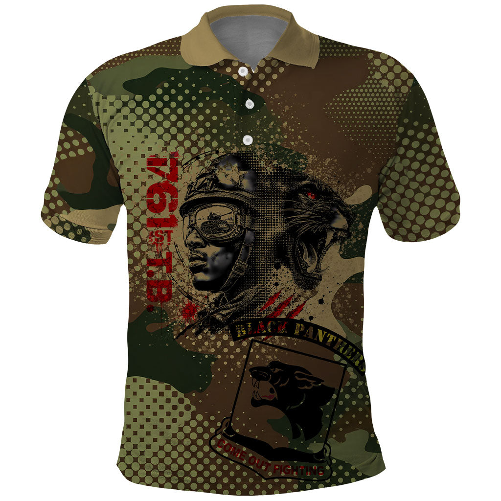 761st Tank Battalion Black Panthers Polo Shirt Come Out Fighting Military - Camouflage Halftone