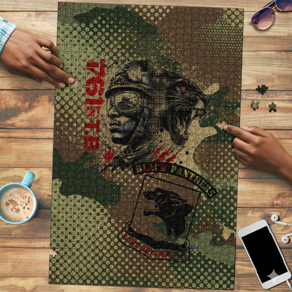 761st Tank Battalion Black Panthers Puzzle Come Out Fighting Military - Camouflage Halftone
