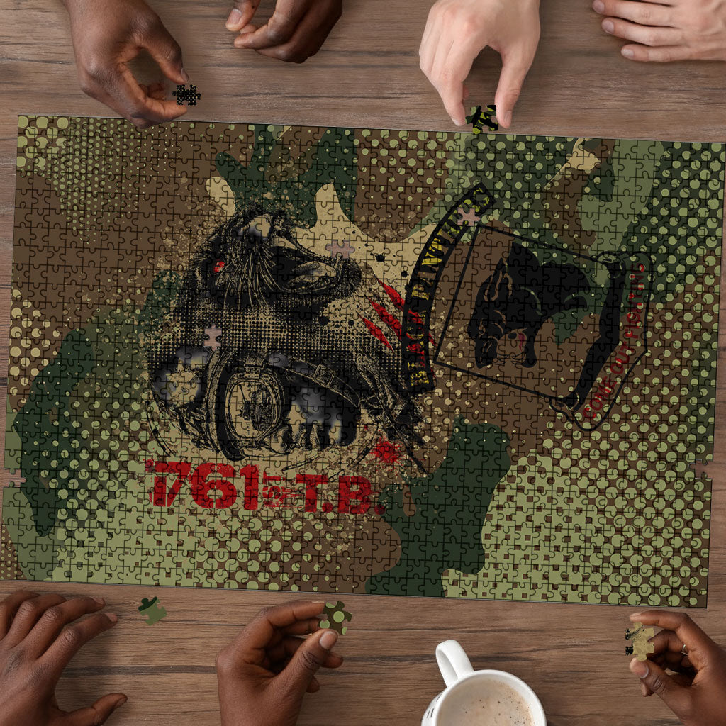 761st Tank Battalion Black Panthers Puzzle Come Out Fighting Military - Camouflage Halftone
