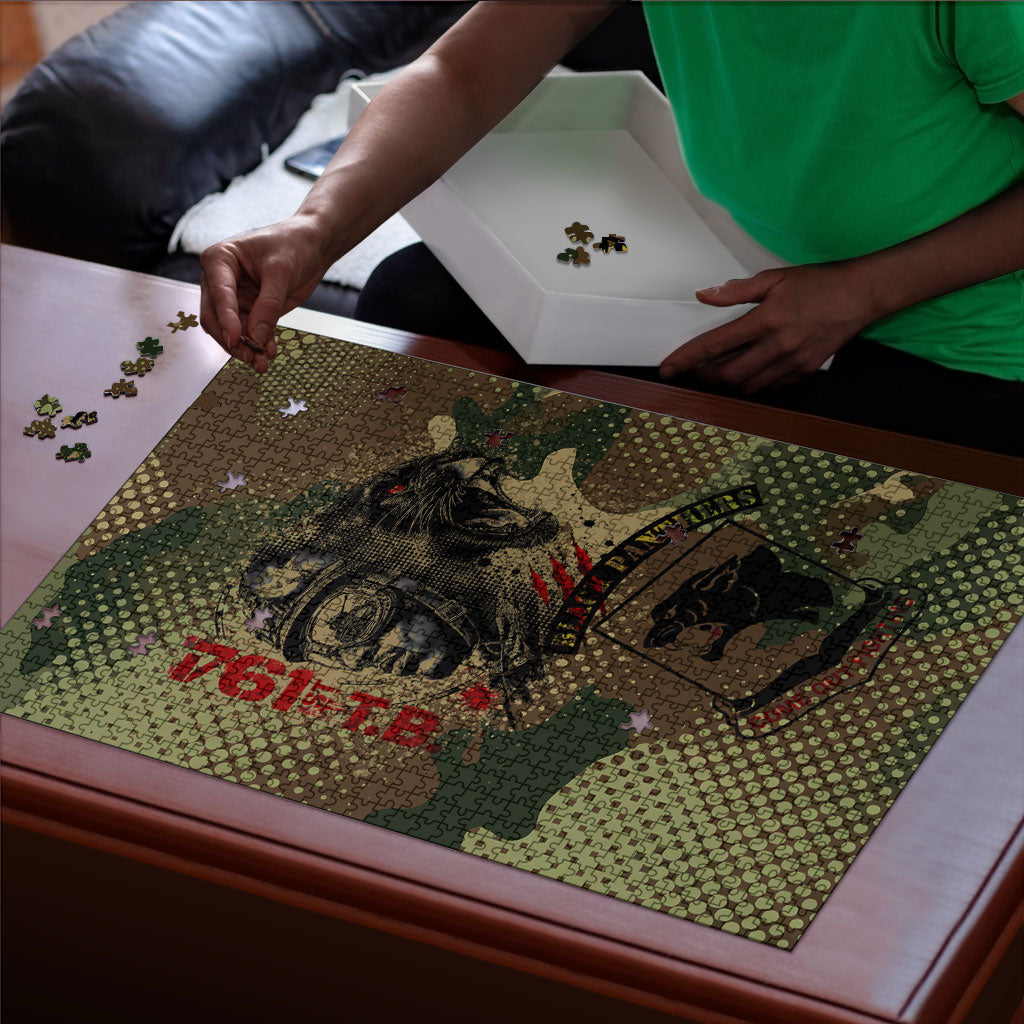 761st Tank Battalion Black Panthers Puzzle Come Out Fighting Military - Camouflage Halftone