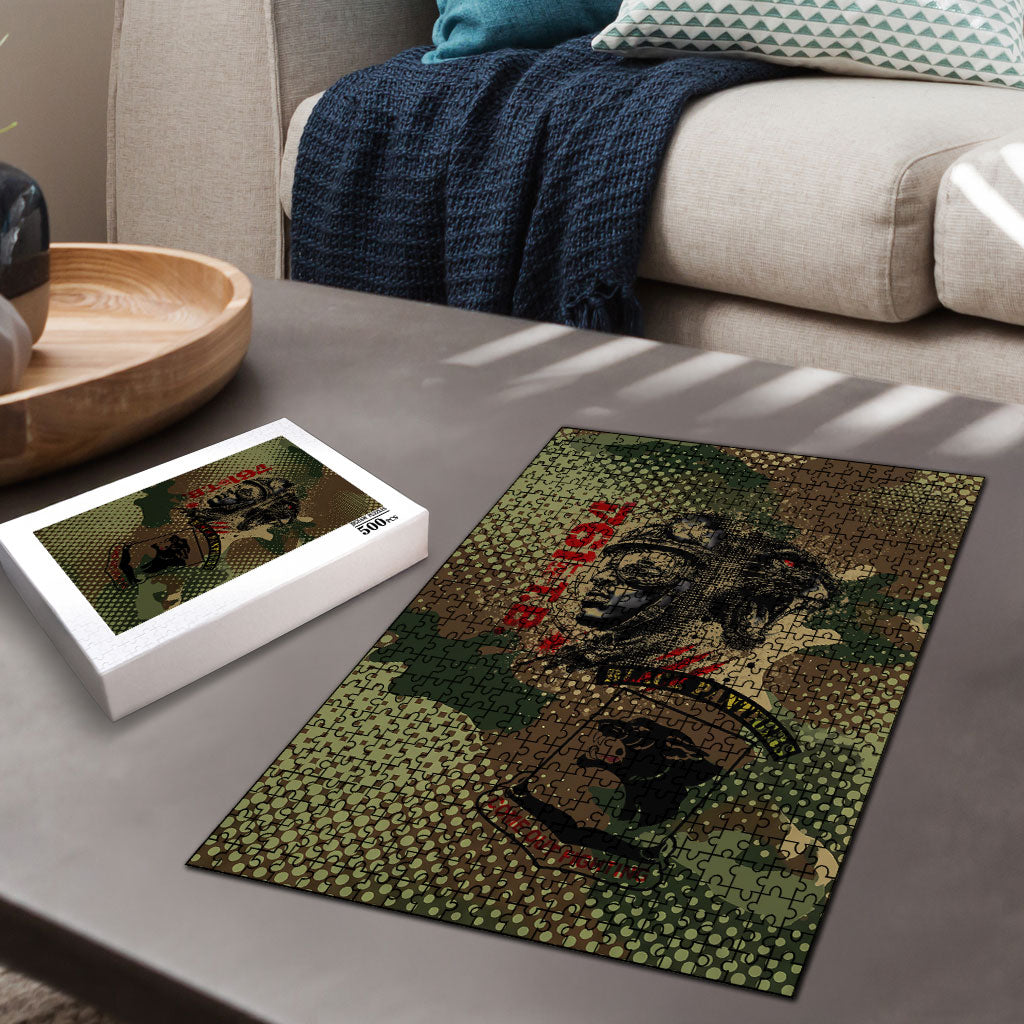 761st Tank Battalion Black Panthers Puzzle Come Out Fighting Military - Camouflage Halftone