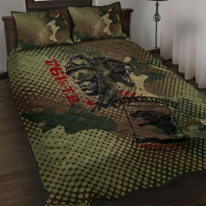 761st Tank Battalion Black Panthers Quilt Bed Set Come Out Fighting Military - Camouflage Halftone