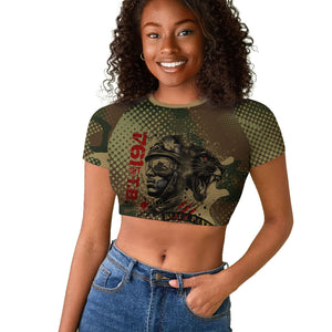 761st Tank Battalion Black Panthers Raglan Cropped T shirt Come Out Fighting Military - Camouflage Halftone