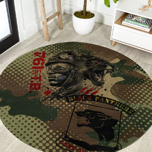 761st Tank Battalion Black Panthers Round Carpet Come Out Fighting Military - Camouflage Halftone