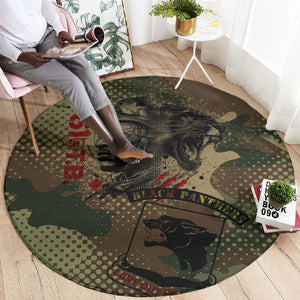 761st Tank Battalion Black Panthers Round Carpet Come Out Fighting Military - Camouflage Halftone