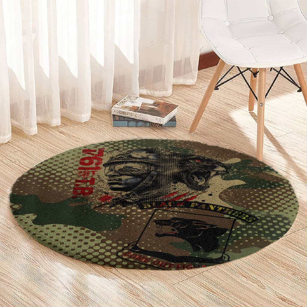 761st Tank Battalion Black Panthers Round Carpet Come Out Fighting Military - Camouflage Halftone