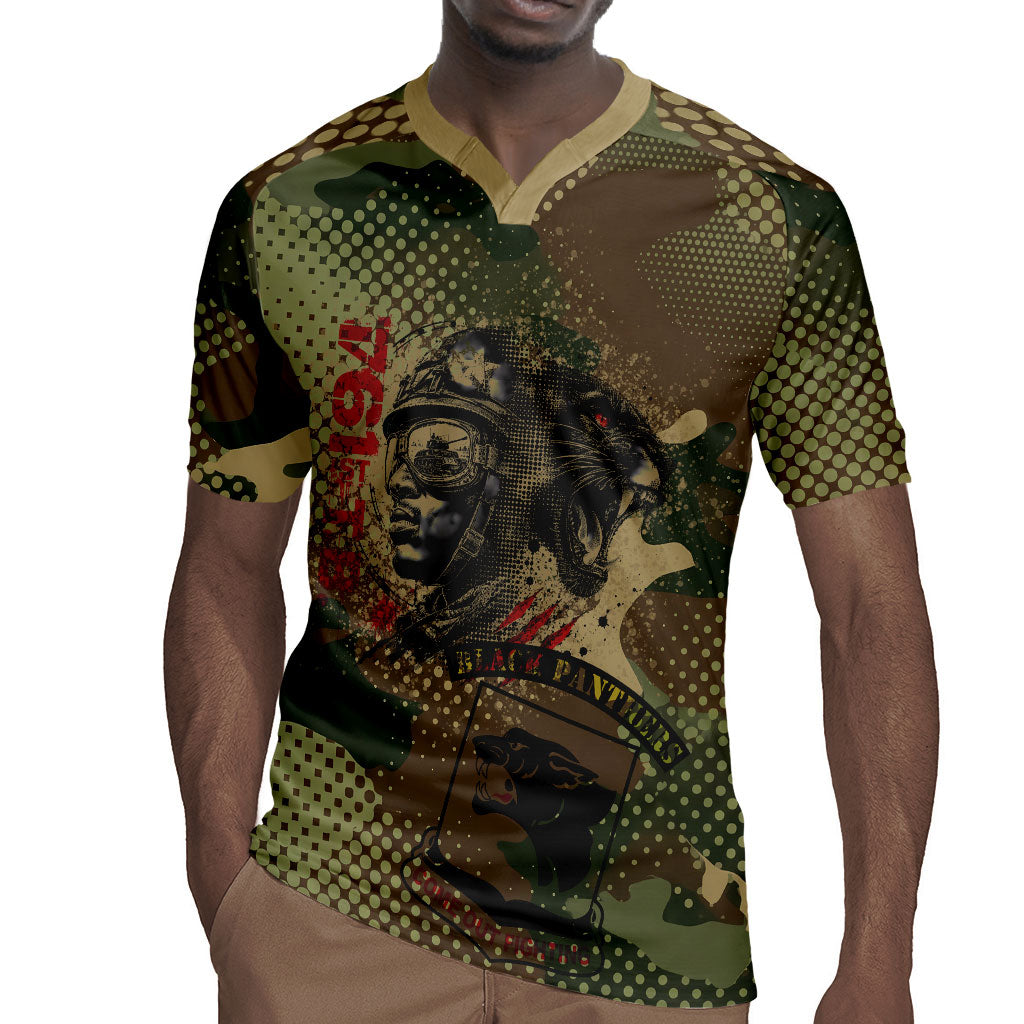 761st Tank Battalion Black Panthers Rugby Jersey Come Out Fighting Military - Camouflage Halftone